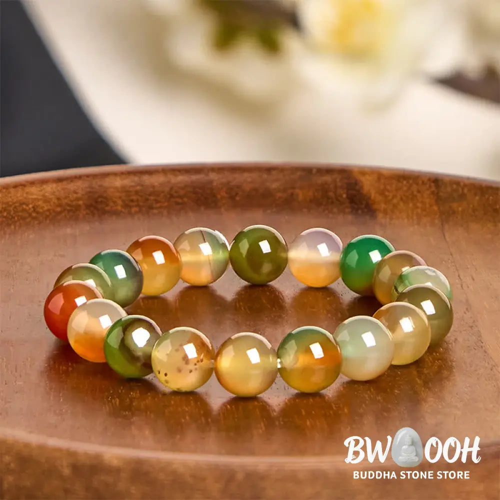 Buddha Stones Natural Colorful Peacock Agate Courage Purify Bracelet - BWOOOH - Bracelet
