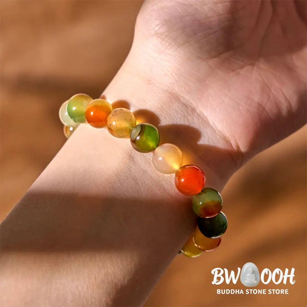 Buddha Stones Natural Colorful Peacock Agate Courage Purify Bracelet - BWOOOH - Bracelet