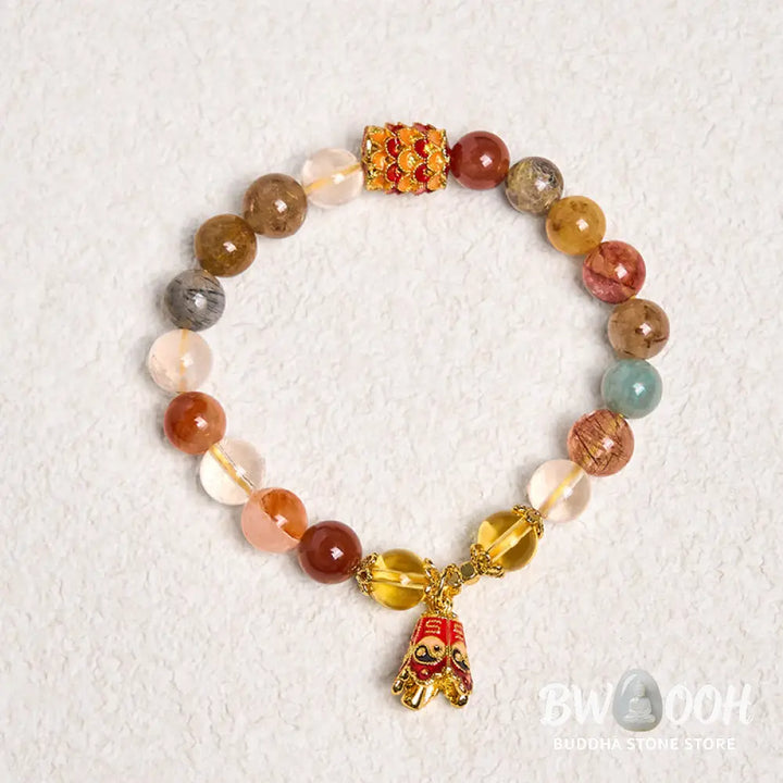 Buddha Stones Natural Colorful Rutilated Quartz Yin Yang Protection Bracelet - BWOOOH - Rutilated Quartz(Wrist