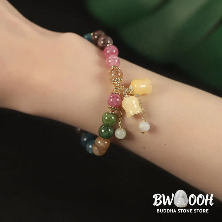 Buddha Stones Natural Colorful Tourmaline Flower Bead Love Bracelet - Bracelet