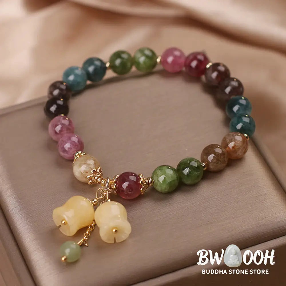 Buddha Stones Natural Colorful Tourmaline Flower Bead Love Bracelet - Bracelet