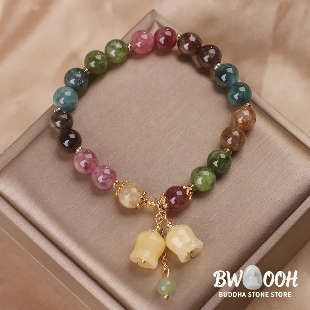 Buddha Stones Natural Colorful Tourmaline Flower Bead Love Bracelet - Bracelet