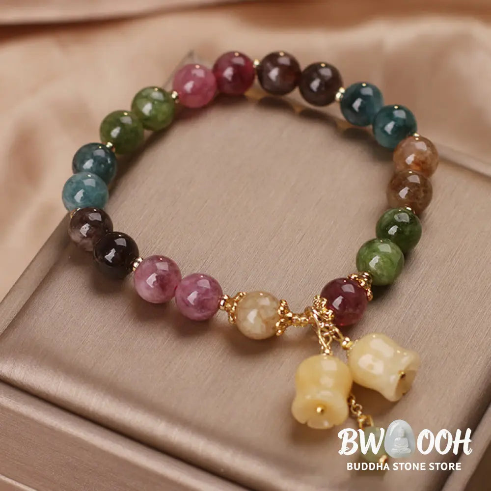 Buddha Stones Natural Colorful Tourmaline Flower Bead Love Bracelet - Bracelet