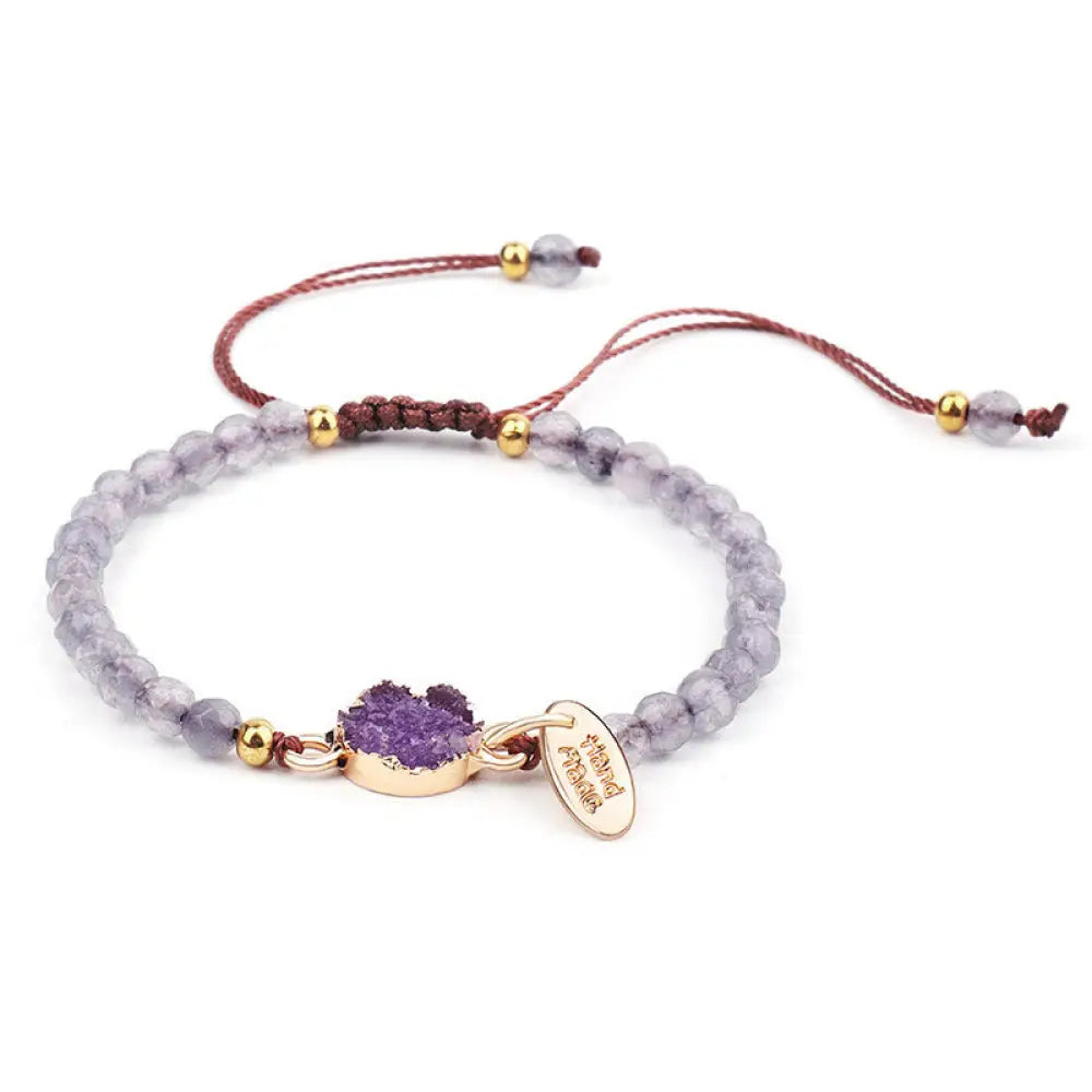 Buddha Stones Natural Crystal Charm Lucky Healing Bracelet - BWOOOH - Amethyst - Bracelet