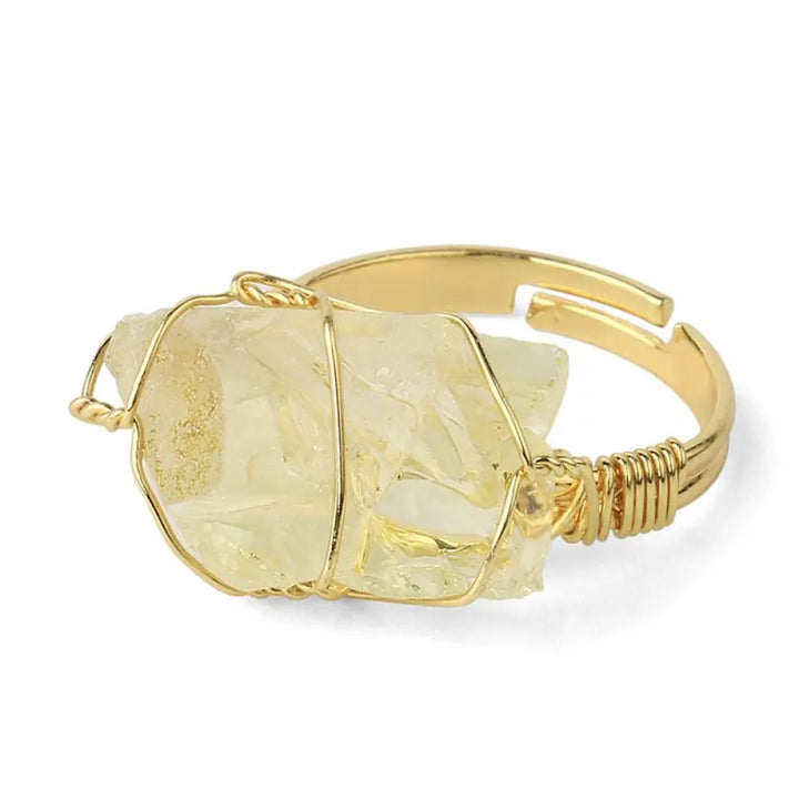 Buddha Stones Natural Crystal Gemstone Amethyst Adjustable Ring - BWOOOH - Citrine - Rings