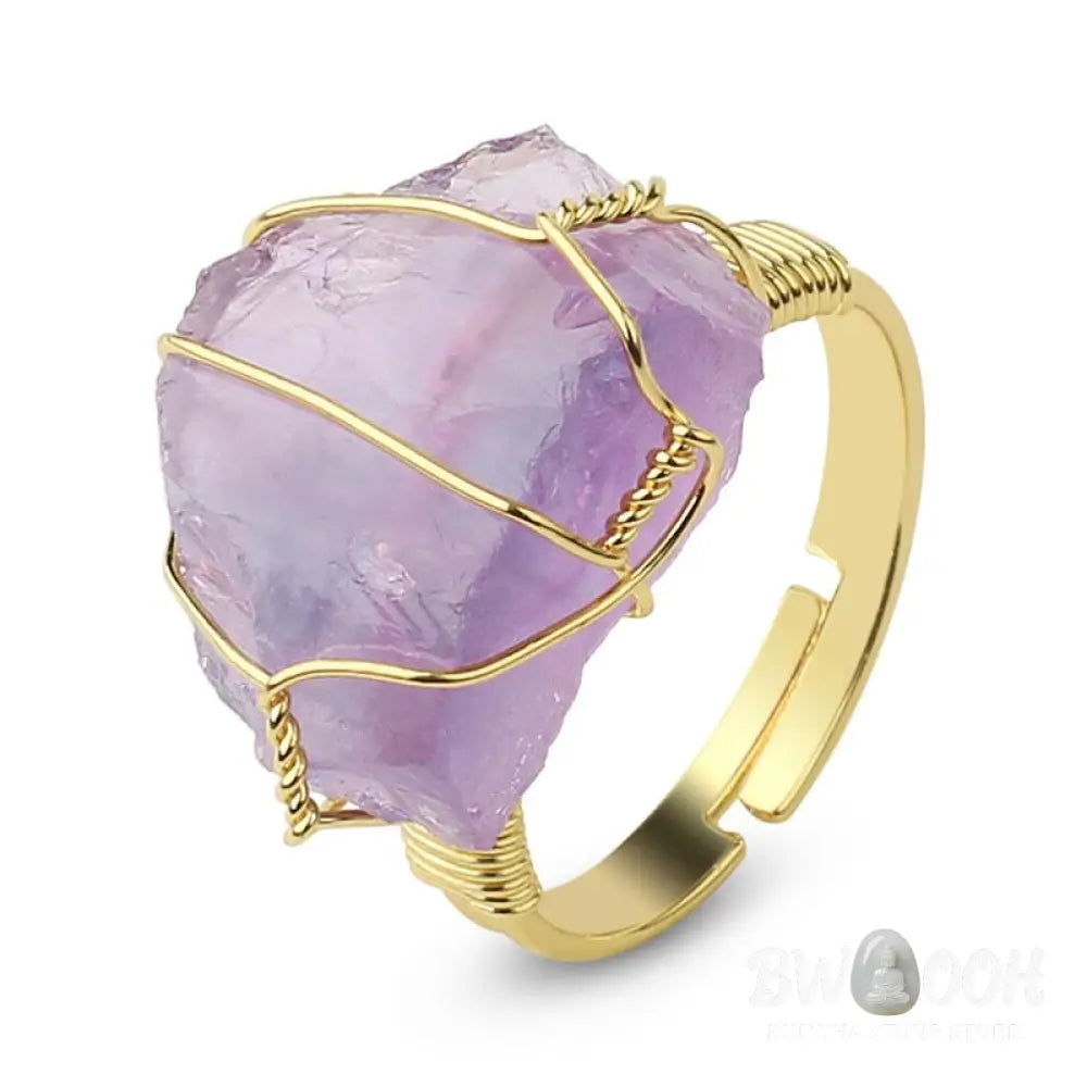Buddha Stones Natural Crystal Gemstone Amethyst Adjustable Ring - BWOOOH - Rings