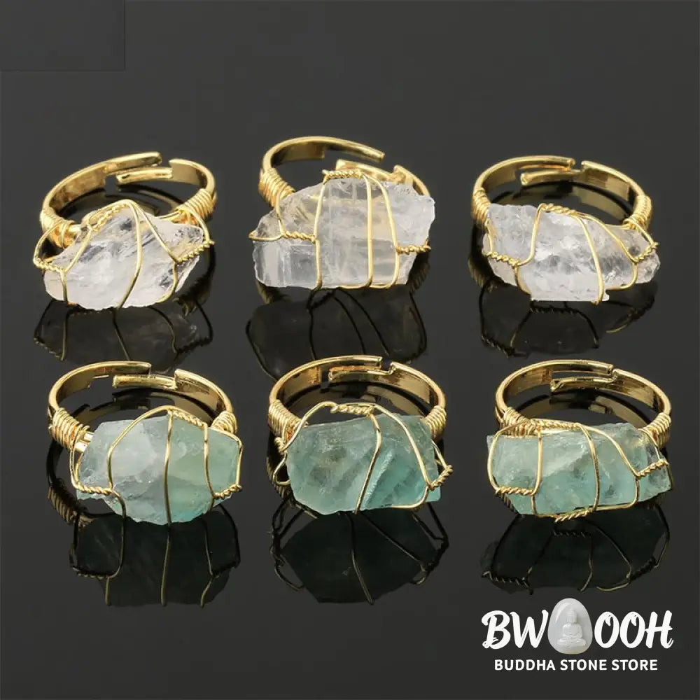 Buddha Stones Natural Crystal Gemstone Amethyst Adjustable Ring - BWOOOH - Rings