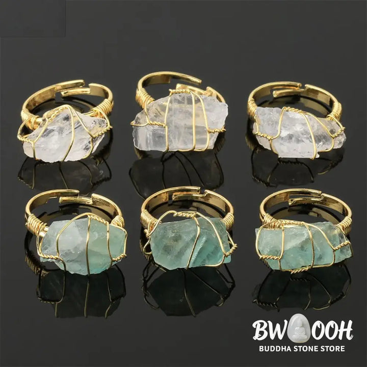 Buddha Stones Natural Crystal Gemstone Amethyst Adjustable Ring - BWOOOH - Rings