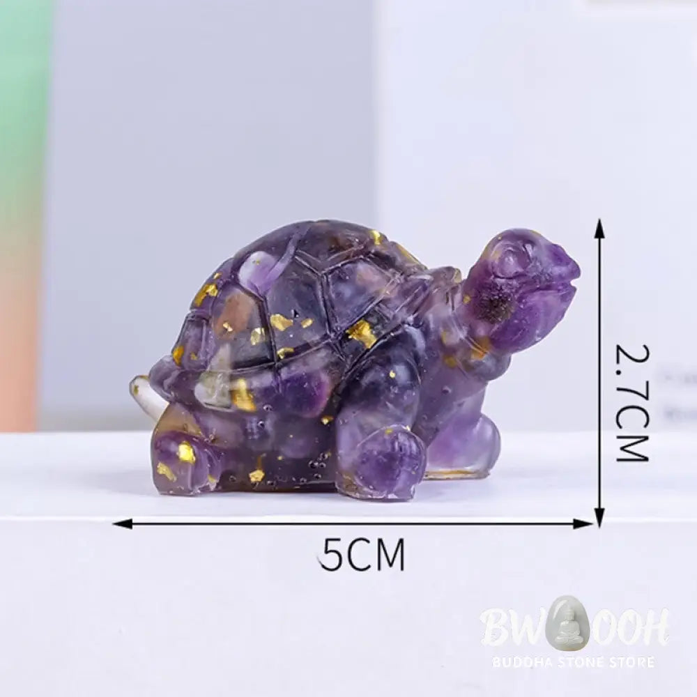 Buddha Stones Natural Crystal Gravel Drip Resin Small Turtle Decoration Statue - Decorations