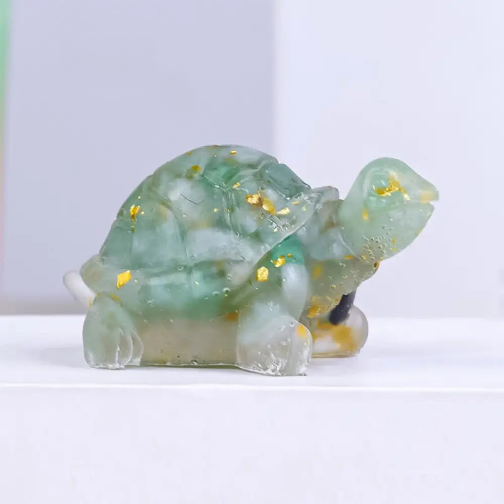Buddha Stones Natural Crystal Gravel Drip Resin Small Turtle Decoration Statue - Green Aventurine(27*50mm) - Decorations