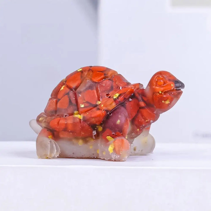 Buddha Stones Natural Crystal Gravel Drip Resin Small Turtle Decoration Statue - Red Jasper(27*50mm) - Decorations