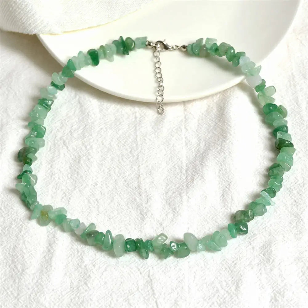 BWOOOH Natural Crystal Stone Luck Necklace, unisex and handmade, showcasing Green Aventurine, Amazonite, Pink, White Crystal, Red Coral, and Amethyst for spiritual balance, prosperity, and positive energy.