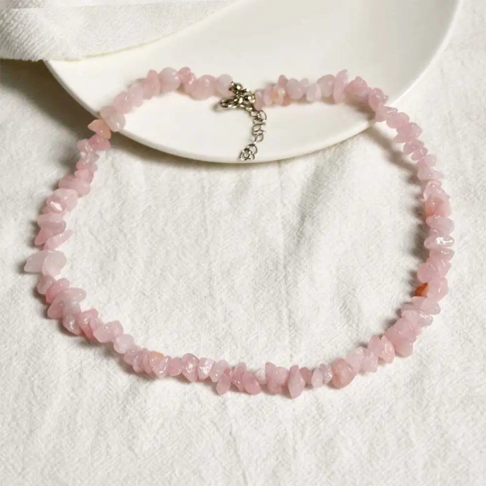 BWOOOH Natural Crystal Stone Luck Necklace, unisex and handmade, showcasing Green Aventurine, Amazonite, Pink, White Crystal, Red Coral, and Amethyst for spiritual balance, prosperity, and positive energy. - View 8