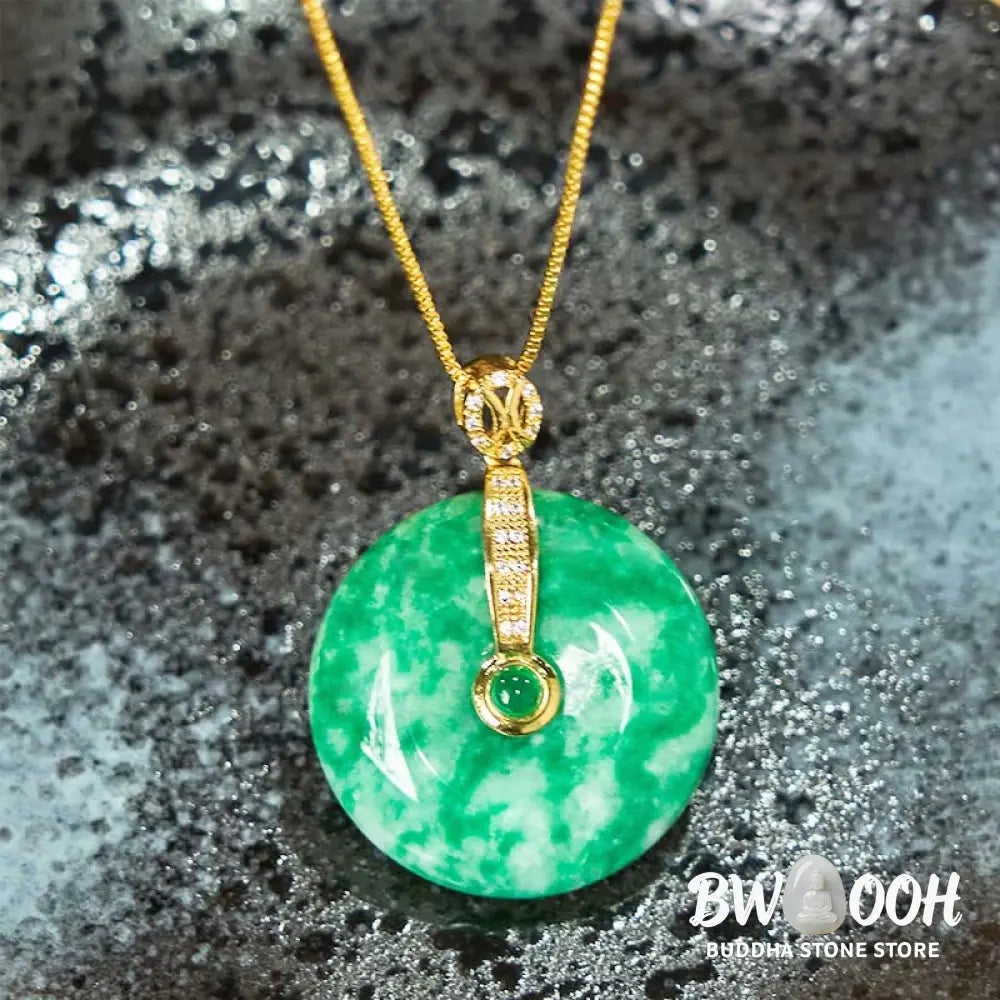 Buddha Stones Natural Cyan Jade Peace Buckle Healing Necklace Pendant - BWOOOH - Cyan Jade(Success♥Healing) - Necklaces