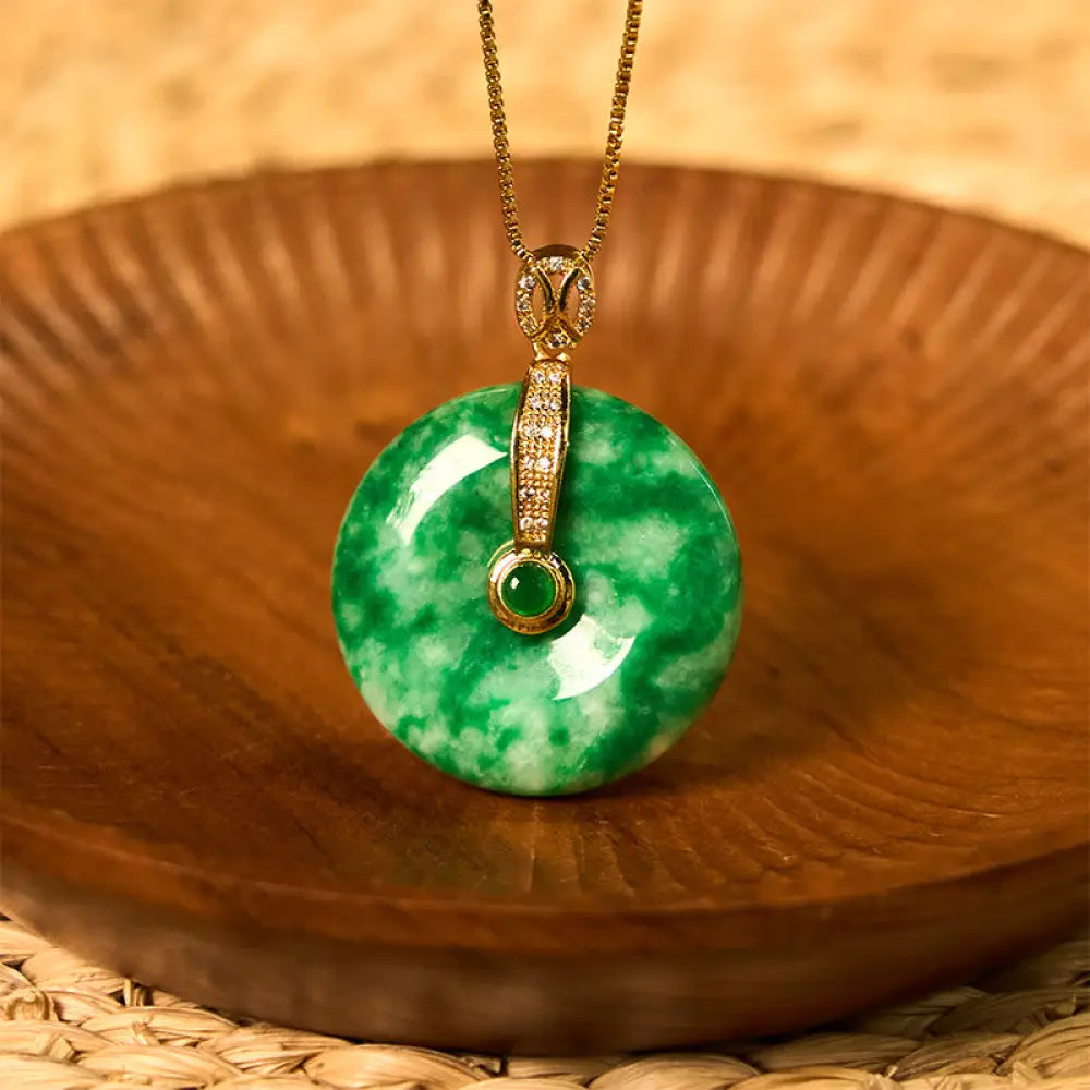 Buddha Stones Natural Cyan Jade Peace Buckle Healing Necklace Pendant - BWOOOH - Cyan Jade(Success♥Healing) - Necklaces