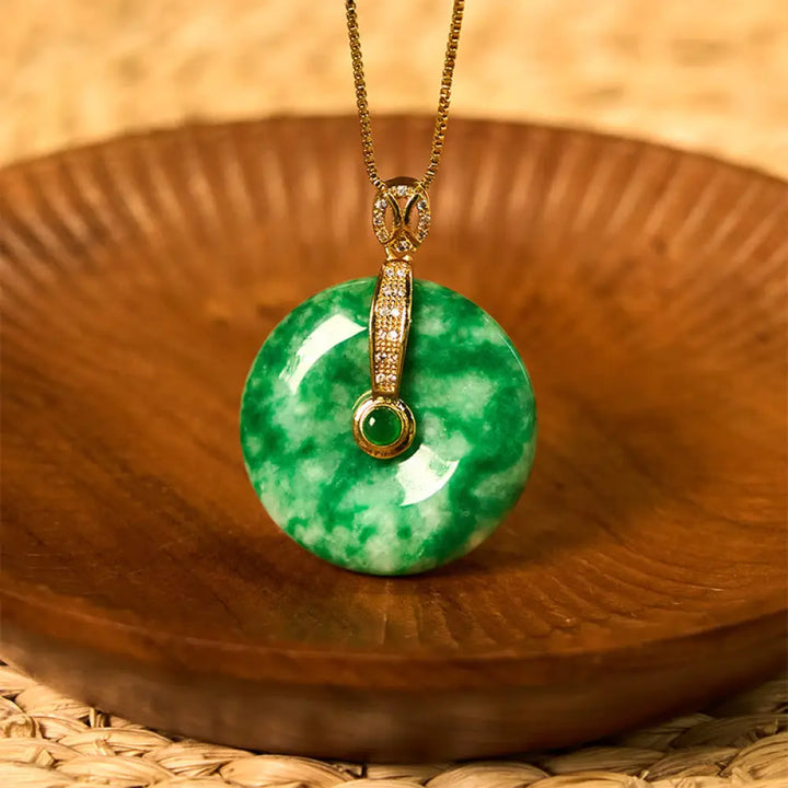 Buddha Stones Natural Cyan Jade Peace Buckle Healing Necklace Pendant - BWOOOH - Cyan Jade(Success♥Healing) - Necklaces