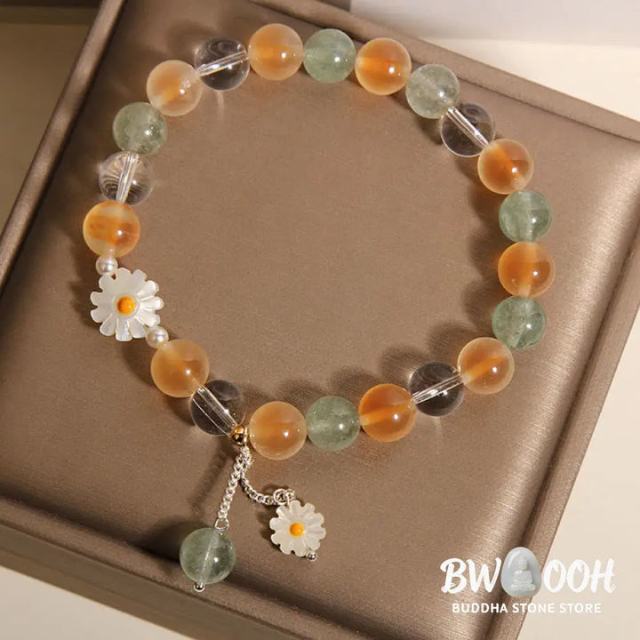 Buddha Stones Natural Daisy Candy Agate Green Strawberry Quartz Healing Bracelet - Candy Agate(Wrist