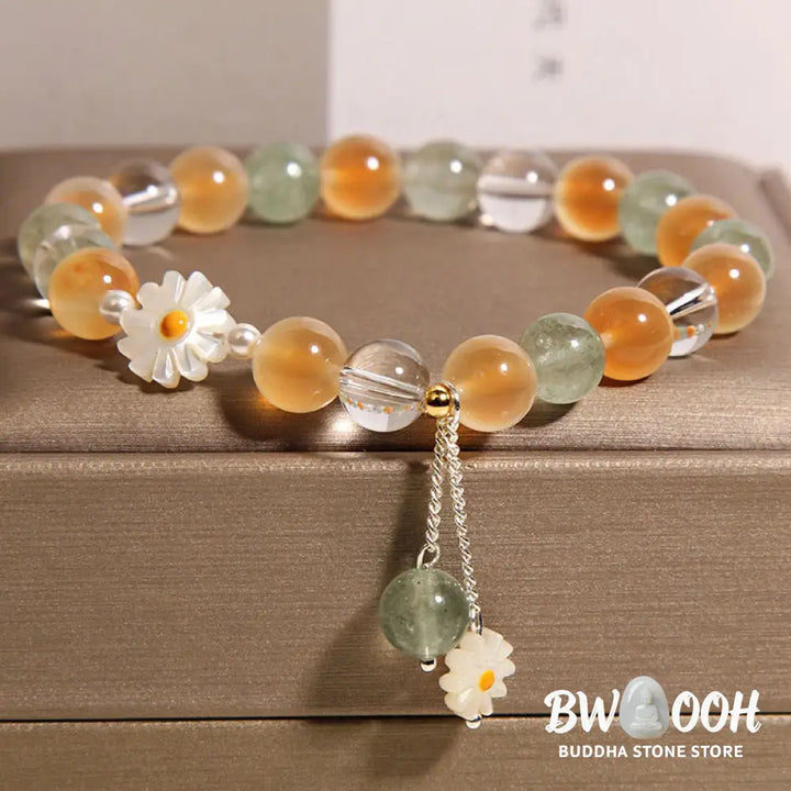Buddha Stones Natural Daisy Candy Agate Green Strawberry Quartz Healing Bracelet - Candy Agate(Wrist