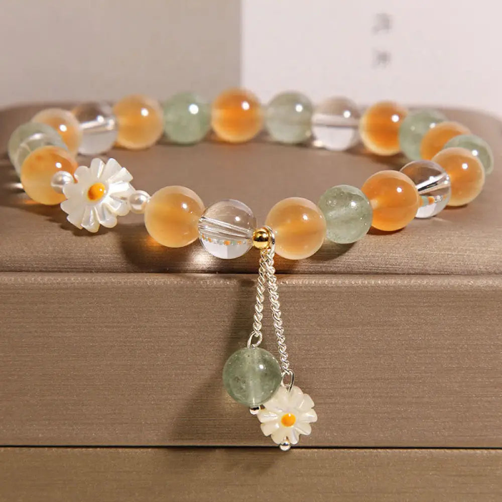 Buddha Stones Natural Daisy Candy Agate Green Strawberry Quartz Healing Bracelet - Candy Agate(Wrist