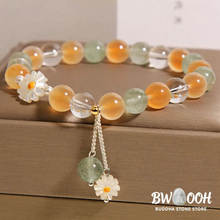 Buddha Stones Natural Daisy Candy Agate Green Strawberry Quartz Healing Bracelet - Candy Agate(Wrist