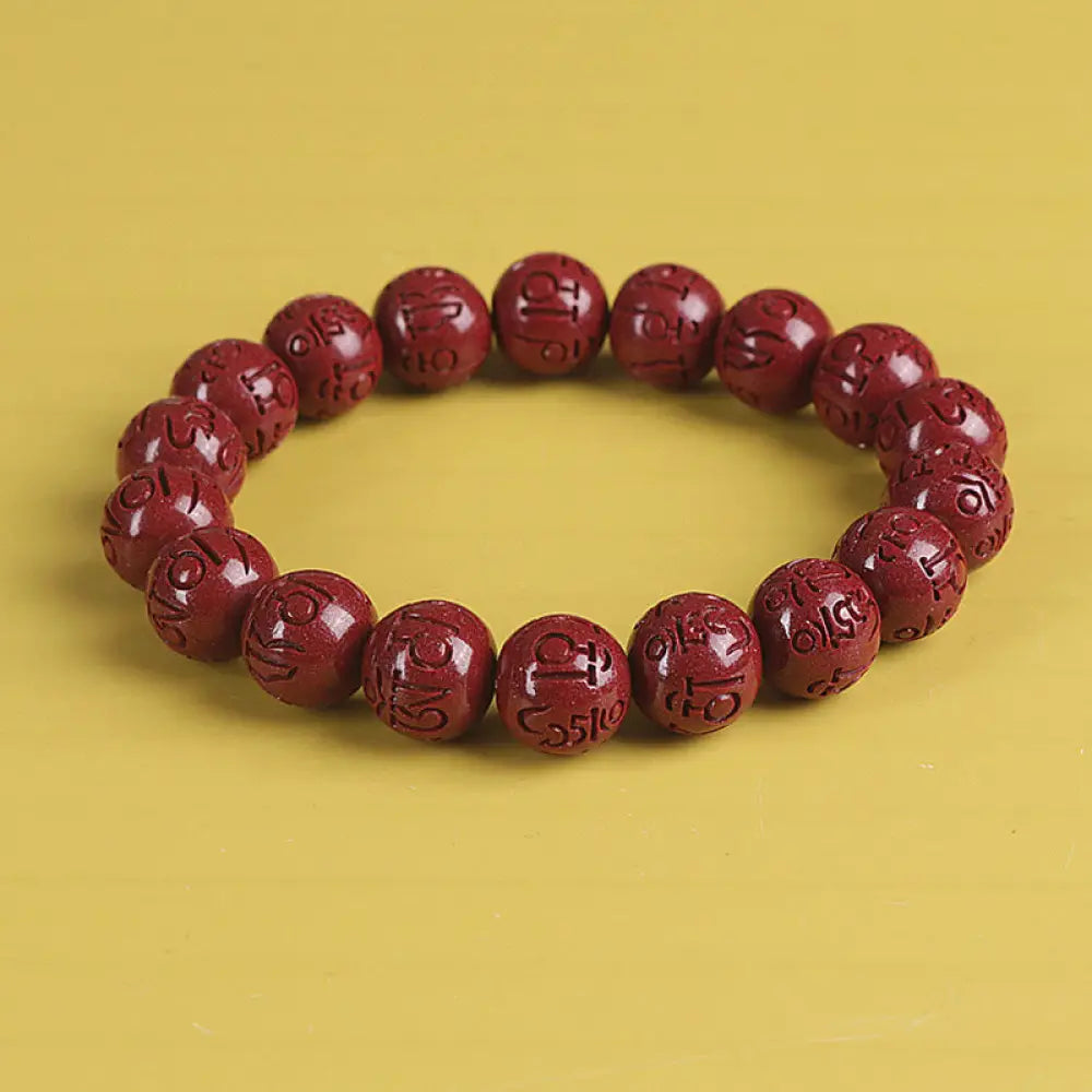 BWOOOH Natural Double PiXiu Cinnabar Om Mani Padme Hum Wealth Luck Bead Bracelet - Bracelet