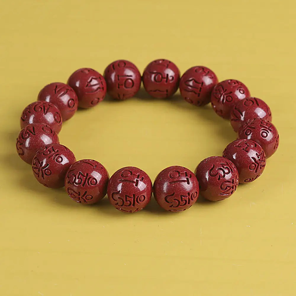 BWOOOH Natural Double PiXiu Cinnabar Om Mani Padme Hum Wealth Luck Bead Bracelet - Bracelet