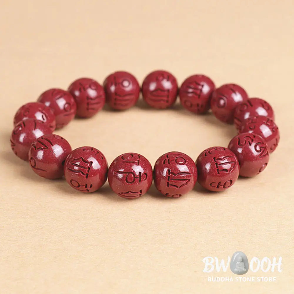 BWOOOH Natural Double PiXiu Cinnabar Om Mani Padme Hum Wealth Luck Bead Bracelet - Bracelet
