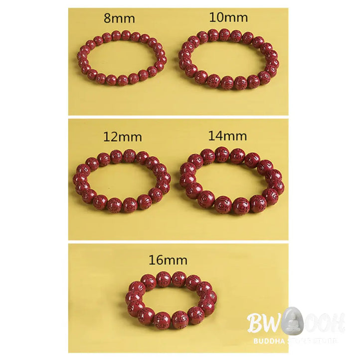 BWOOOH Natural Double PiXiu Cinnabar Om Mani Padme Hum Wealth Luck Bead Bracelet - Bracelet
