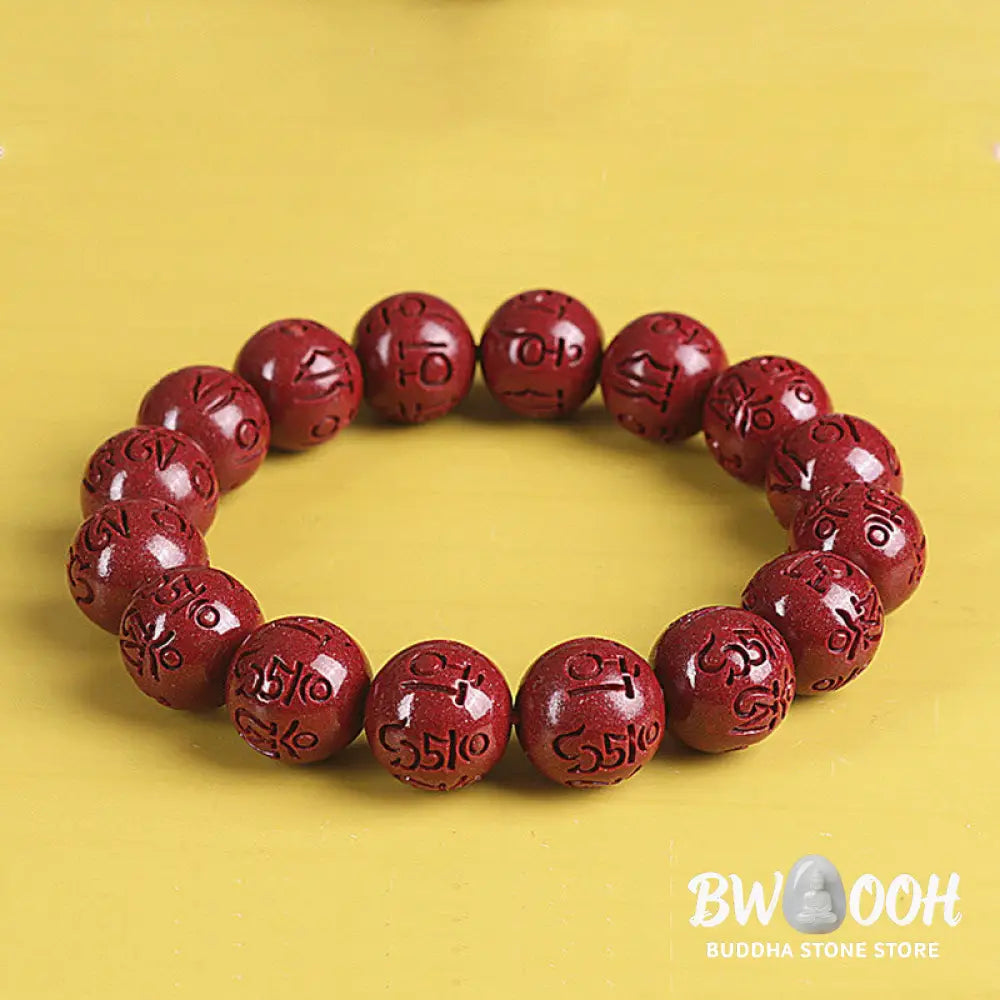 BWOOOH Natural Double PiXiu Cinnabar Om Mani Padme Hum Wealth Luck Bead Bracelet - Bracelet