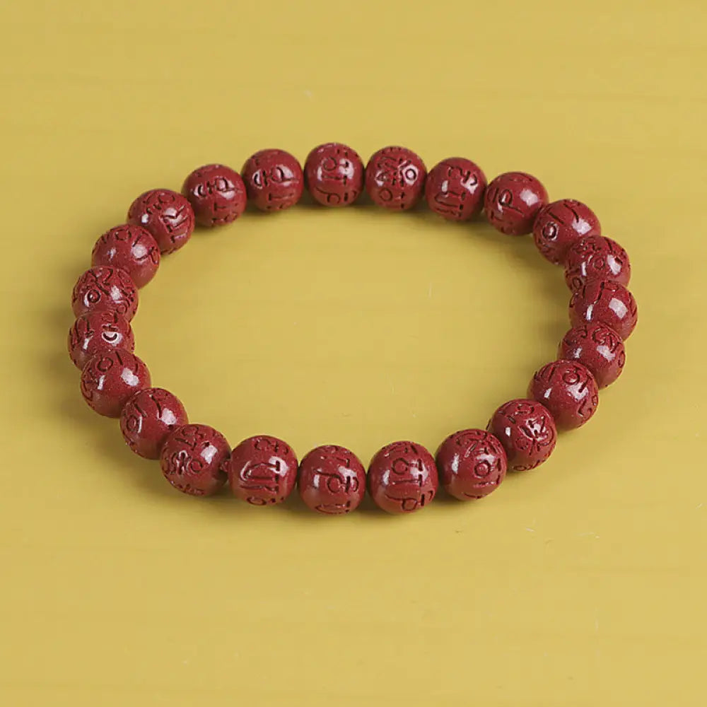 BWOOOH Natural Double PiXiu Cinnabar Om Mani Padme Hum Wealth Luck Bead Bracelet - Bracelet