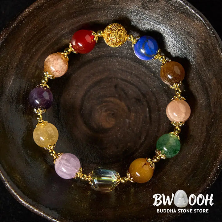 Buddha Stones Natural Dunhuang Colorful Beads Amethyst Lazurite Balance Bracelet - Amethyst(Wrist Circumference: