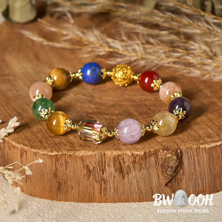 Buddha Stones Natural Dunhuang Colorful Beads Amethyst Lazurite Balance Bracelet - Amethyst(Wrist Circumference: