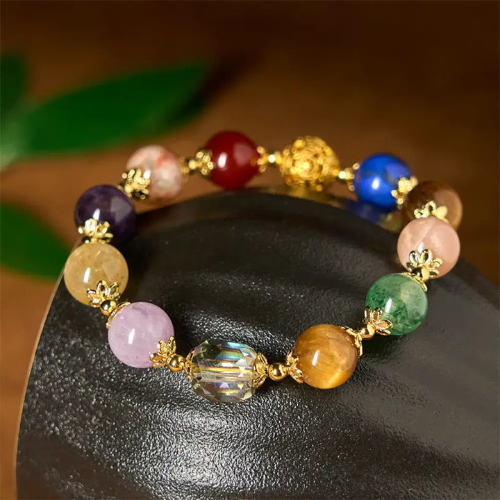 Buddha Stones Natural Dunhuang Colorful Beads Amethyst Lazurite Balance Bracelet - Amethyst(Wrist Circumference: