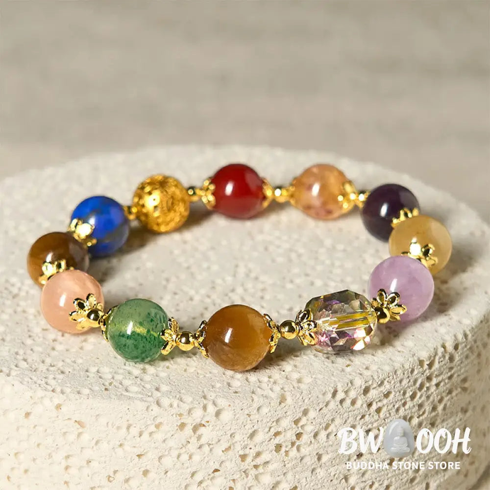 Buddha Stones Natural Dunhuang Colorful Beads Amethyst Lazurite Balance Bracelet - Amethyst(Wrist Circumference: