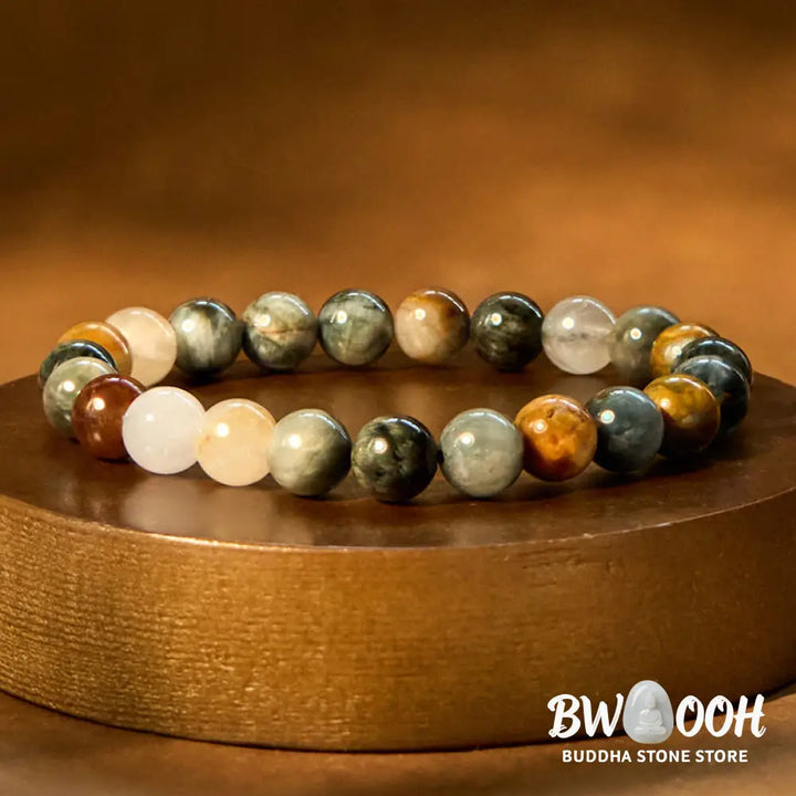 Buddha Stones Natural Eagle’s Eye Stone Confidence Positive Bracelet - BWOOOH - Eagle’s Eye Stone(Wrist Circumference: