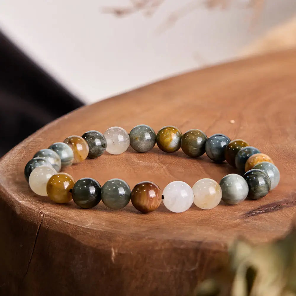 BWOOOH Natural Eagle's Eye Stone Confidence Positive Bracelet — natural stone crystal healing bracelet for spiritual heali...