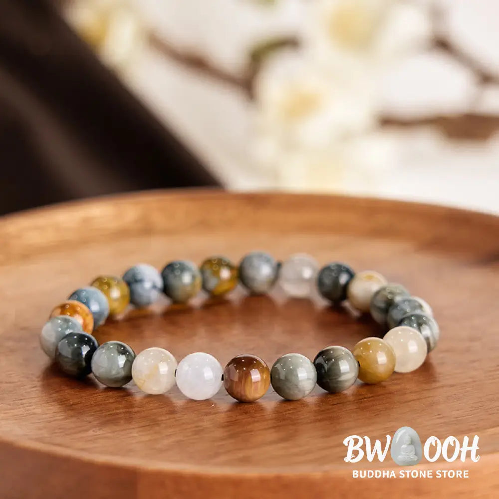 Buddha Stones Natural Eagle’s Eye Stone Confidence Positive Bracelet - BWOOOH - Eagle’s Eye Stone(Wrist Circumference: