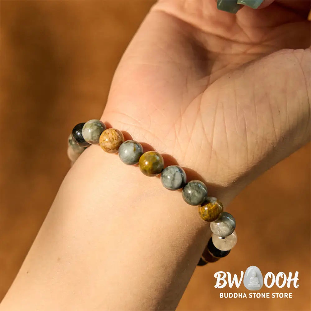 Buddha Stones Natural Eagle’s Eye Stone Confidence Positive Bracelet - BWOOOH - Eagle’s Eye Stone(Wrist Circumference: