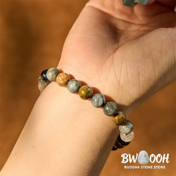 Buddha Stones Natural Eagle’s Eye Stone Confidence Positive Bracelet - BWOOOH - Eagle’s Eye Stone(Wrist Circumference:
