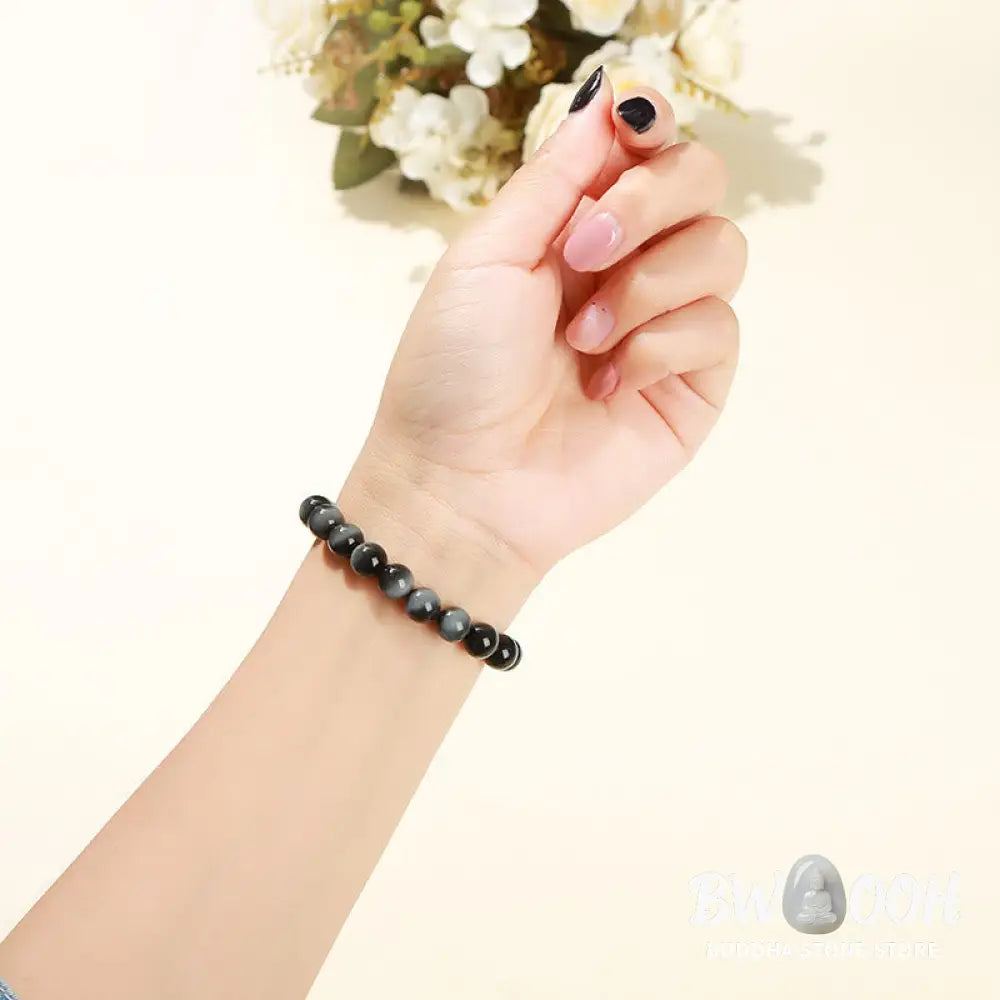 Buddha Stones Natural Eagle’s Eye Stone Courage Positive Bracelet - BWOOOH - Eagle’s Eye Stone(Wrist Circumference: