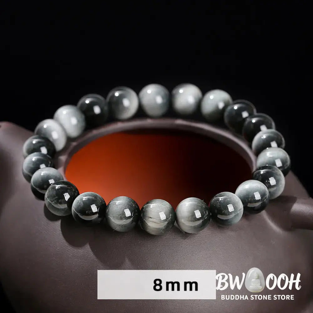 Buddha Stones Natural Eagle’s Eye Stone Courage Positive Bracelet - BWOOOH - Eagle’s Eye Stone(Wrist Circumference: