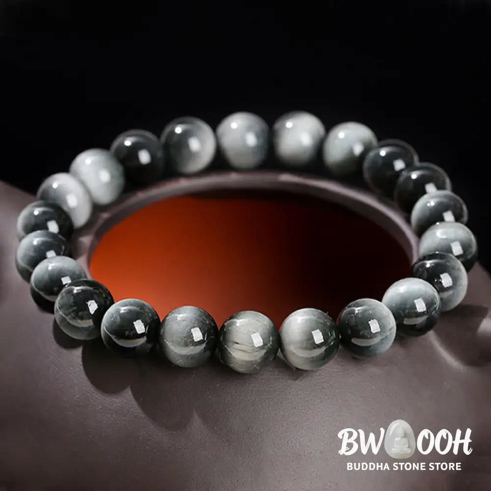 Buddha Stones Natural Eagle’s Eye Stone Courage Positive Bracelet - BWOOOH - Eagle’s Eye Stone(Wrist Circumference: