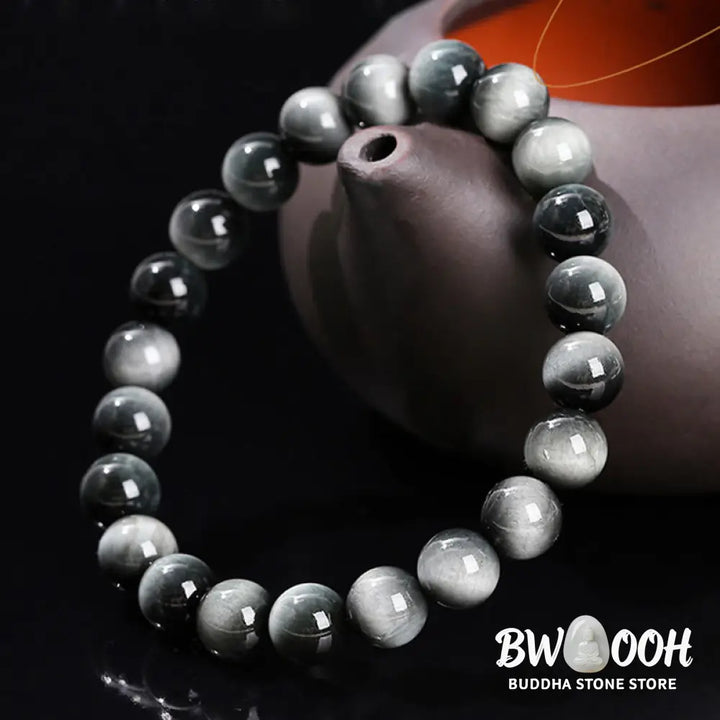 Buddha Stones Natural Eagle’s Eye Stone Courage Positive Bracelet - BWOOOH - Eagle’s Eye Stone(Wrist Circumference: