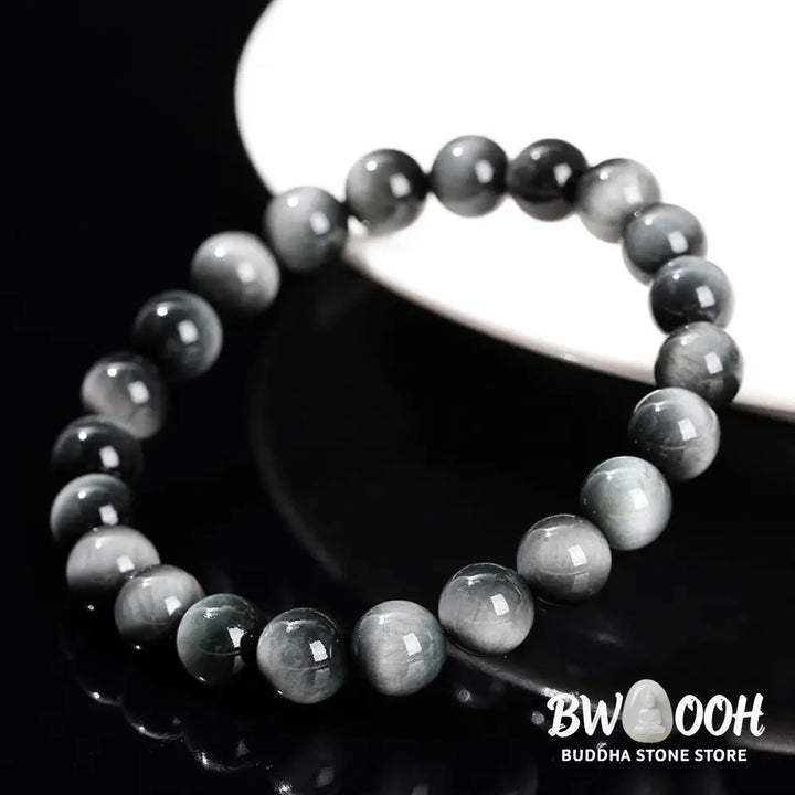 Buddha Stones Natural Eagle’s Eye Stone Courage Positive Bracelet - BWOOOH - Eagle’s Eye Stone(Wrist Circumference: