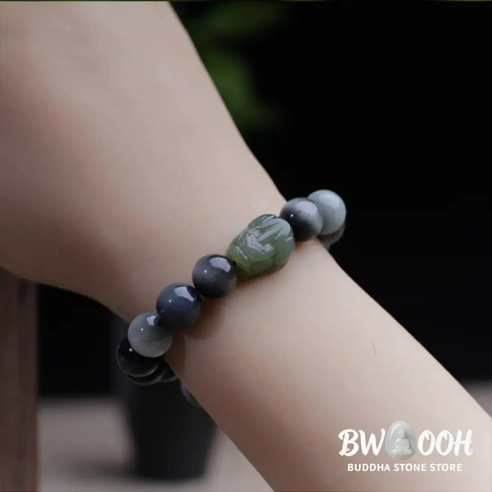 Buddha Stones Natural Eagle’s Eye Stone Hetian Jade Pixiu Confidence Bracelet - BWOOOH - 10mm Eagle’s Eye Stone(Wrist