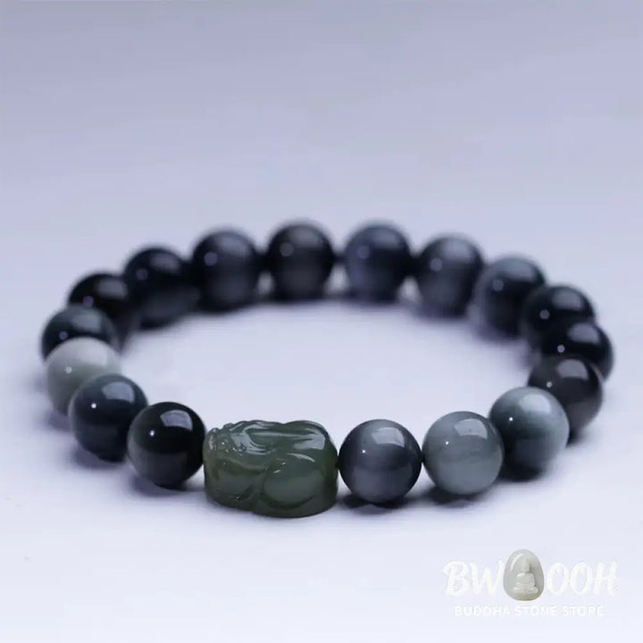 Buddha Stones Natural Eagle’s Eye Stone Hetian Jade Pixiu Confidence Bracelet - BWOOOH - 10mm Eagle’s Eye Stone(Wrist