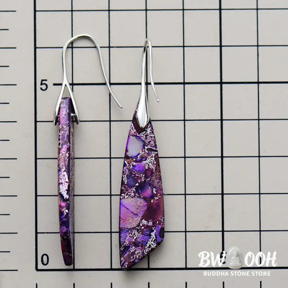 Buddha Stones Natural Emperor Stone Geometric Crystal Anti-Stress Earrings - Earrings
