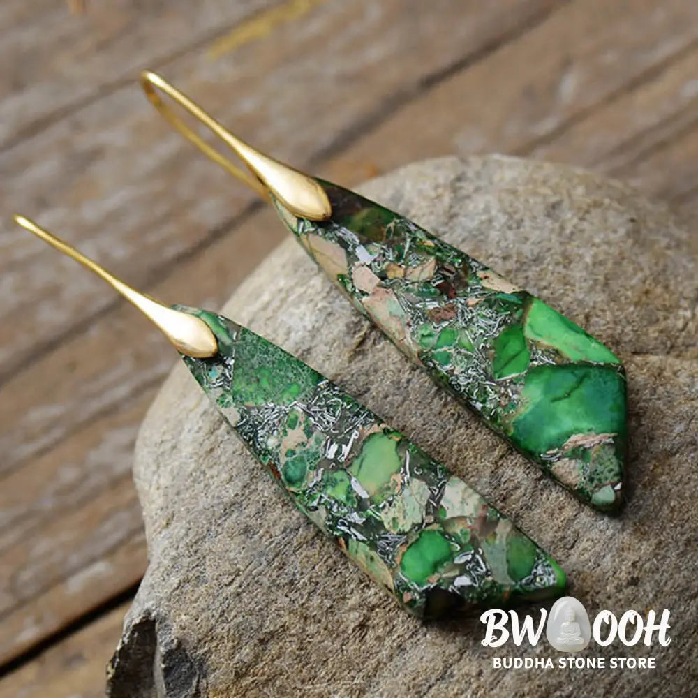 Buddha Stones Natural Emperor Stone Geometric Crystal Anti-Stress Earrings - Earrings
