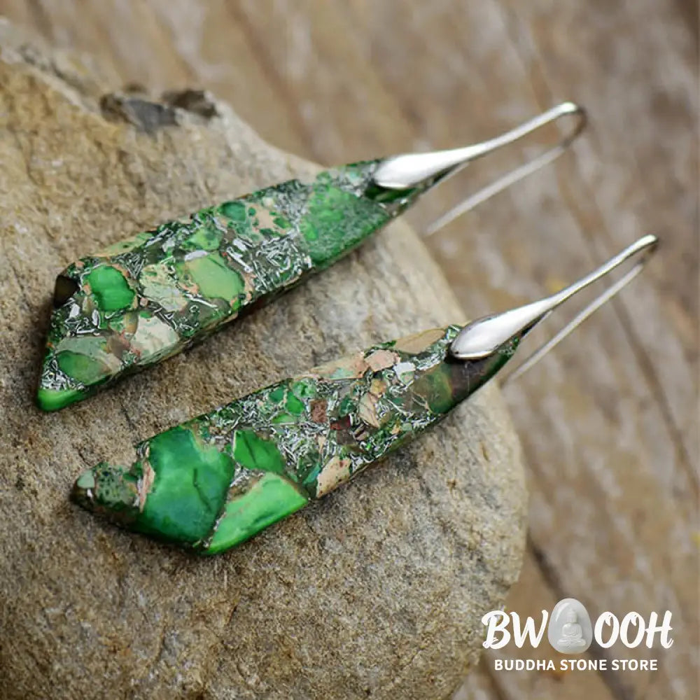 Buddha Stones Natural Emperor Stone Geometric Crystal Anti-Stress Earrings - Earrings