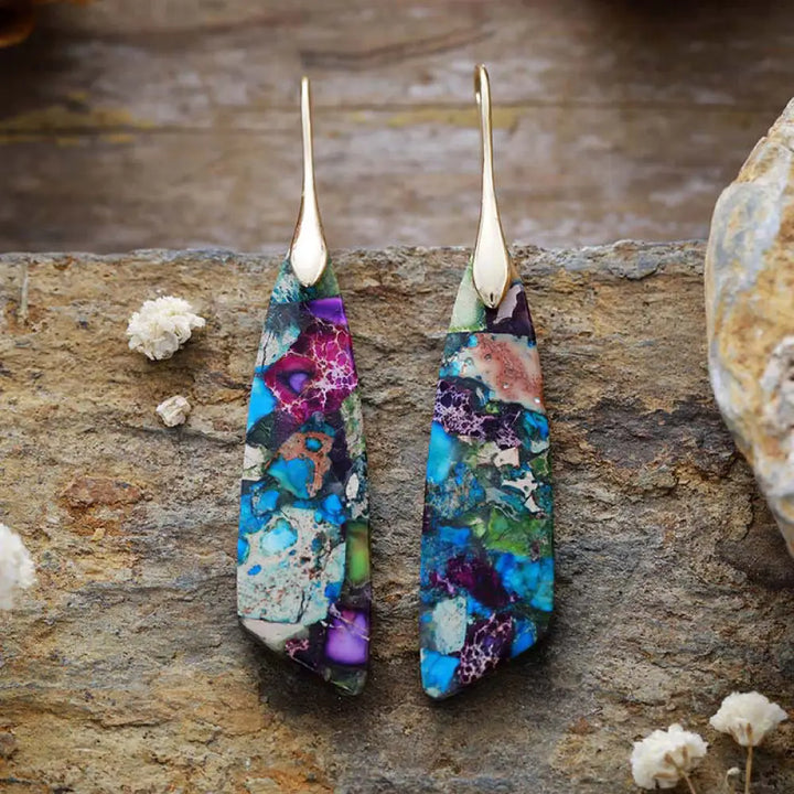BWOOOH Natural Emperor Stone Geometric Crystal Anti-Stress Earrings — Crystal crystal healing bracelet for spiritual heali...